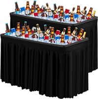 2 Sets 4 ft Foldable Ice Cooler Table with Drain