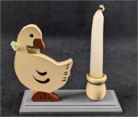 Vintage Wooden Country Duck Candle Holder