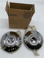 pair of John Deere chrome hub caps with box