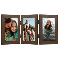 Americanflat Hinged 3 Photo Frame in Walnut MDF -