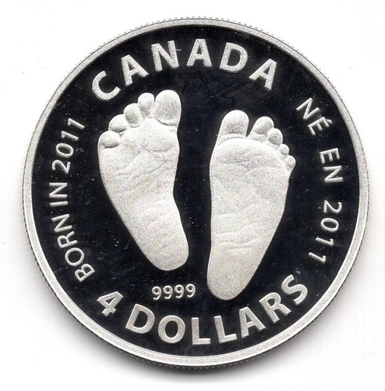 Born in 2011 Canada $4 Fine Silver Coin