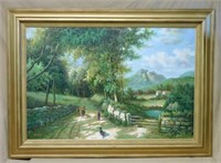 Pastoral Oil on Canvas, Signed.