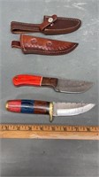 Two Damascus Knives & Sheaths