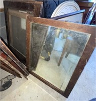Antique Oak Frame Mirror & Oak Picture/Mirror
