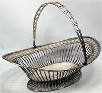 Silver Basket, no marks - 10" x 14" oval, 11" tall