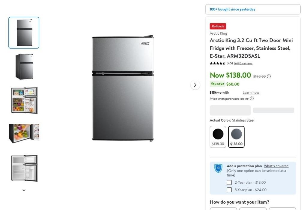 A1050  Arctic King 3.2 Cu ft Mini Fridge