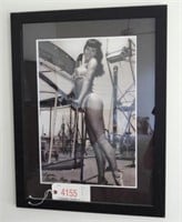 Framed Bettie Page black and white photo 22”x26"