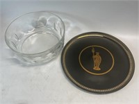 Glass Serving Bowl and Decorative Plate