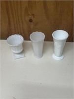 Milk glass vase lot
