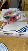 3 x 5 American flag, trims and wrapping ribbons