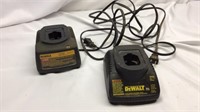C10)  TWO DEWALT BATTERY CHARGES