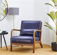 Glitzhome Mid Century PU Lounge Chair NAVY BLUE