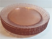 8pc Peach Rose Glass Dinner Plates Rosaline