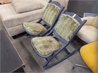 Pair of vintage folding blue rockers with