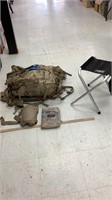 Army bag with tent, knee pads,