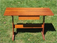 Cherry Wood Library Style Table w/ Trestle Base