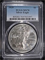 2020 AMERICAN SILVER EAGLE PCGS MS70