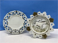 Vintage Milk Glass Plates. One is a Souvenir of