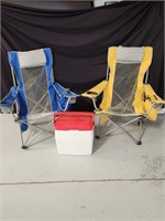 2 Folding Chairs & Coleman Cooler