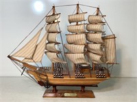 Model Sailing Ship, H.M.S. Bounty, 16in X 19in