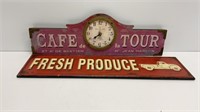 22x7’’ wooden hanging Cafe de la Tour clock,