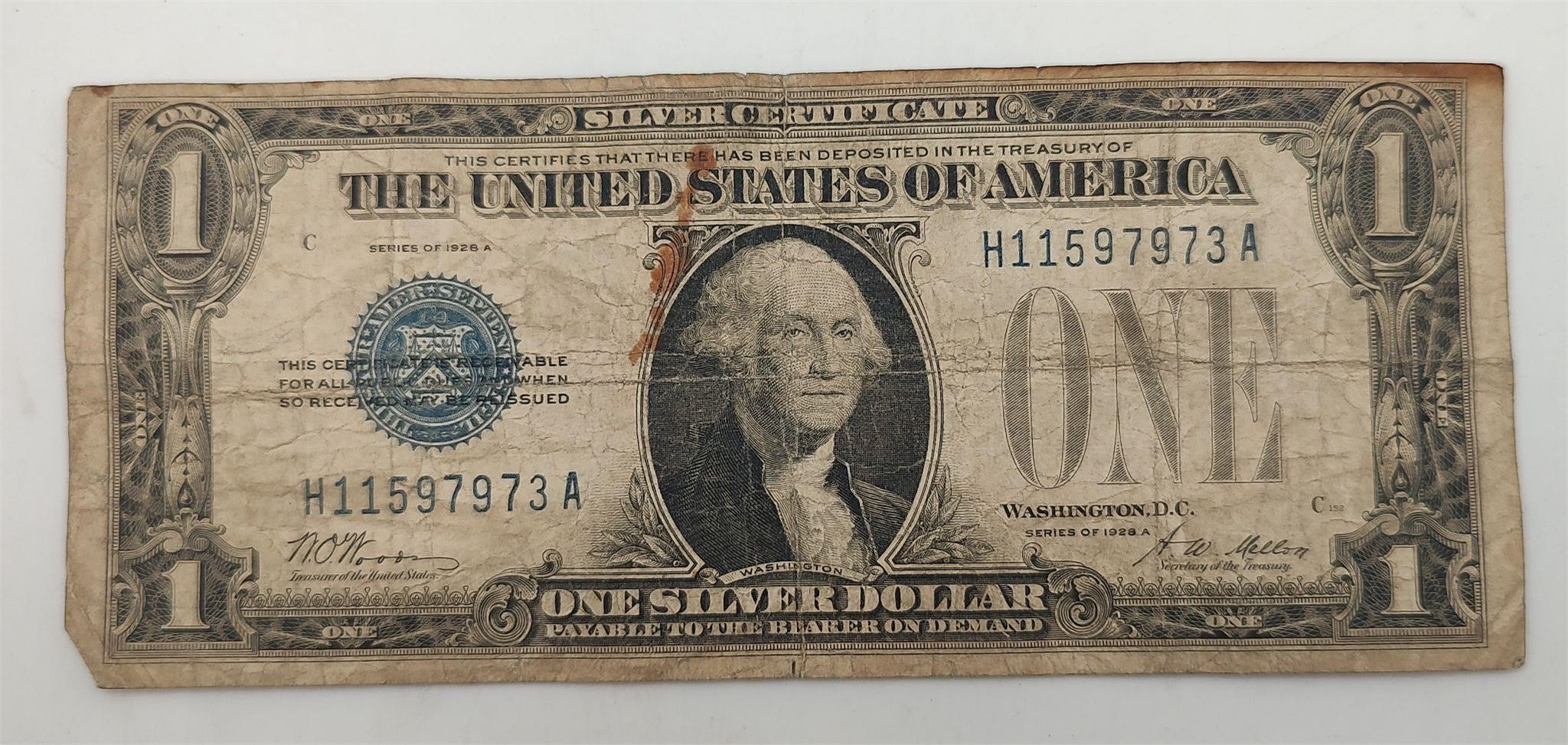 1928 A Funny Back $1 Silver Certificate