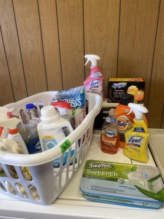 Cleaning lot with laundry basket