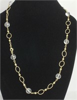 34" CLEAR CRYSTAL AND GOLD TONED NECKLACE