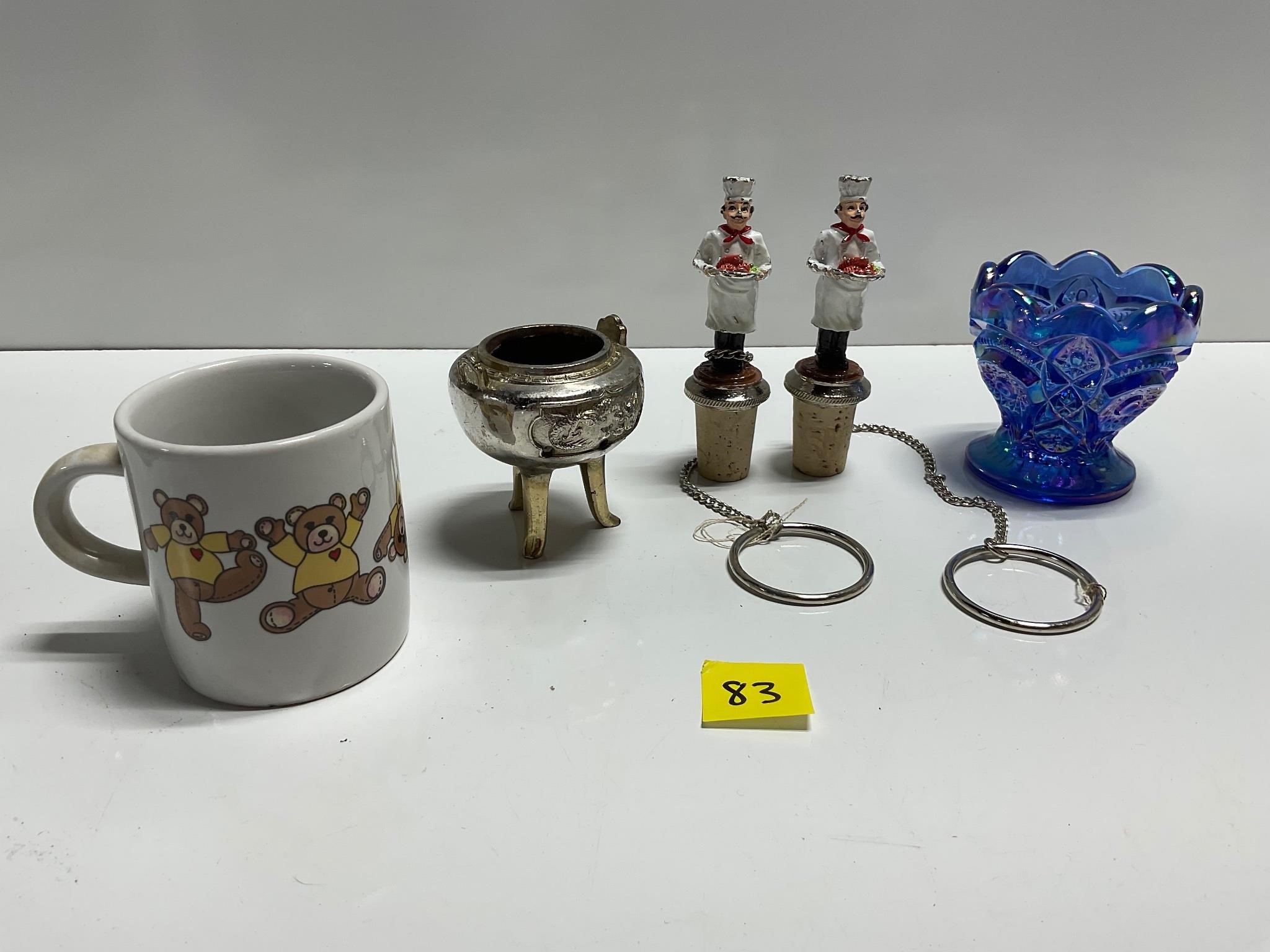 Wine cork,Carnival Blue Glass,Incense holder,Mug