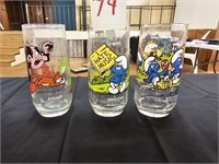 Collectible Smurfs Glasses Set of 3