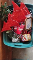 Tote of christmas decor