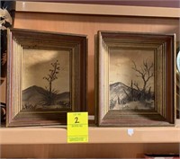 Two Scenic Paintings in Wooden Frames Handpainted