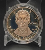 2009 Louis Braille Bicentennial Silver Proof $