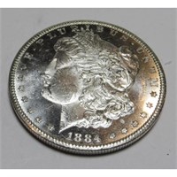 1884 CC CH BU Heavy DMPL Morgan Dollar
