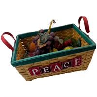 Vintage Peace Basket with Faux Fruit