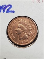 Partial Liberty 1892 Indian Head Penny Cleaned