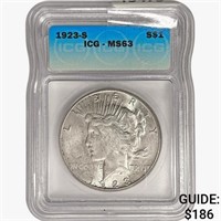 1923-S Silver Peace Dollar ICG MS63