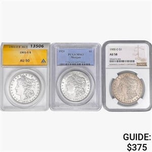 [3] Morgan Silver Dollars  AU/MS [1900-O, 1901-O,