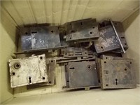 Collection of antique door lock mechanisms for