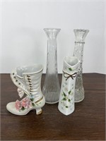 Vintage Glass Bud Vases & Porcelain