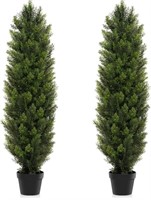 Two Pack 4ft Artificial Cedar Topiary Trees,