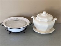 Soup Tureen & Covered Dish w/Stand
