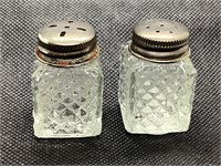 Vintage mini Diamond Cut salt & pepper shakers