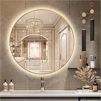 Niccy 32" Led Backlit Round Mirror For Bathroom,