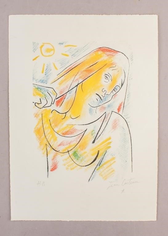 French Litho on Paper Signed Jean Cocteau H.C.