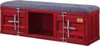 Acme Cargo Storage Bedroom Bench - Gray/Red