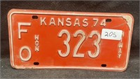 1974 KANSAS LICENSE PLATE