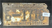 1954 KANSAS LICENSE PLATE