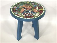 Wooden holiday stool with bear painting