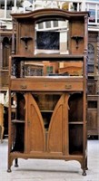 Superb French Art Nouveau Walnut Salon Cabinet.